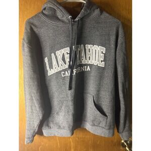 Lone Rock Clothing Lake Tahoe California Graphic Hoodie Gray Large Womens